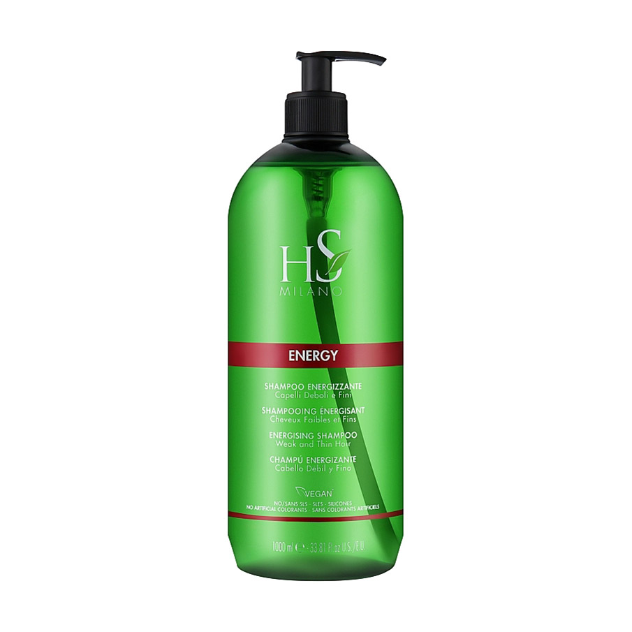 Безсульфатний шампунь HS Milano Energy Energising Shampoo для ослабленого та тонкого волосся, 1 л